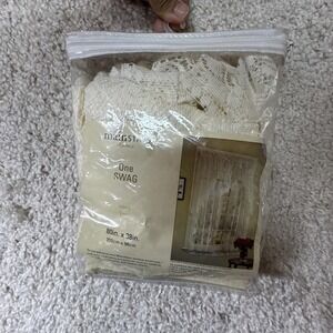 Vintage Tanya Lace Ruffled Swag Valence Floral‎ Rose Ivory White 80"W X 38"L NEW